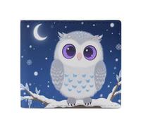 FodPand Cute Owl Bifold Wallet for Men Women, 4.3"x3.7" Compact Leather Wallet with ID Window & Coin Pocket, Slim Minimalist Card Holder for Daily Carry & Travel