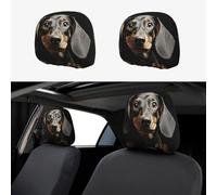 FodPand Cute Pad Dachshund Car Headrest Cover 2 PCS Soft Elastic Detachable Auto Head Rest Protector, Reusable Flexible Car Seat Headrest Covers, Universal for Most Cars Trucks