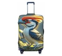 FodPand Cute pileated woodpecker Travel Luggage Cover Elastic Suitcase Cover Protector Anti-Scratch Luggage Protector Universal Washable Travel Sleeve Baggage Case Fits 18-32 Inch Suitcase, Black, M