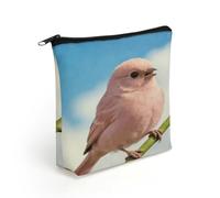 FodPand Cute Pink Bird Makeup Bag with Sturdy Zipper，Linen Material Storage Bag,Large Capacity And Multi-Purpose Cosmetic Bag for Daily Life, Travel, Outings, Business Trips And Other Occasions