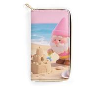 FodPand Cute Pink Gnomes Wallets for Men Women - PU Leather Zip Around Wallet with 4 Card Slots & 3 Cash Compartments, 7.8 X 4.1 Inch Large Capacity Long Purse for Travel