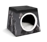 FODPAND Cute Schnauzer Dog Cat Bed Cave for Small Dog Cat House 3-in-1 Foldable Cats Beds with Removable Washable Cushioned Pillow Covered Cave Pet Tents with Non-Slip Bottom