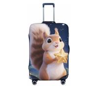 FodPand Cute Squirrel Star Travel Luggage Cover Elastic Suitcase Cover Protector Anti-Scratch Luggage Protector Universal Washable Travel Sleeve Baggage Case Fits 18-32 Inch Suitcase, Black, XL