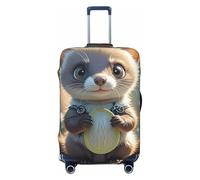 FodPand Cute weasel Travel Luggage Cover Elastic Suitcase Cover Protector Anti-Scratch Luggage Protector Universal Washable Travel Sleeve Baggage Case Fits 18-32 Inch Suitcase, Black, S