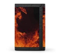 FodPand Dancing Fire Wallet,Portable Three Folds Wallet Sturdy With Hanging Buckle Zipper Wallets for Man Woman