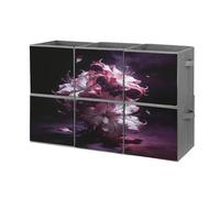 FodPand Dark Fantasy Contrast Floral Cube Bins with Double Handles,Set of 6 Cube Organizer, Stackable And Foldable Storage Bins for Organization, Closet, Shelves, Offices