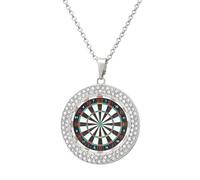 FodPand Dart Board Diamond Necklace for Women Girlfriend Mom 20" Cable Chain Round Pendant Necklace Memorial Couple Friendship Jewelry Birthday Anniversary Wedding Keepsake Romantic Gifts, One Size