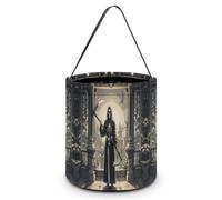 FodPand Death of The Skull Candy Bags Halloween Trick Or Treat Bucket | Portable Collapsible Halloween Treat Bag, Durable Handle, Reusable Gift Bag Candy Bucket for Halloween Party, Wedding Favor