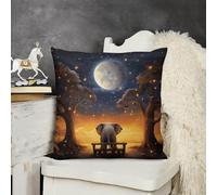 FodPand Decorative Animal Elephant Moon Throw Pillow Covers 22x22 Soft Plush Cozy Cushion Cases with Invisible Zipper Body Pillowcase Square Accent Pillow Shams for Couch Sofa Bedroom Living Room