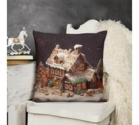 FodPand Decorative Christmas Village House Throw Pillow Covers 26x26 Soft Plush Cozy Cushion Cases with Invisible Zipper Body Pillowcase Square Accent Pillow Shams for Couch Sofa Bedroom Living Room