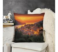 FodPand Decorative Italian Sunset Throw Pillow Covers 22x22 Soft Plush Cozy Cushion Cases with Invisible Zipper Body Pillowcase Square Accent Pillow Shams for Couch Sofa Bedroom Living Room