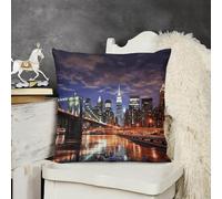 FodPand Decorative New York Night Throw Pillow Covers 18x18 Soft Plush Cozy Cushion Cases with Invisible Zipper Body Pillowcase Square Accent Pillow Shams for Couch Sofa Bedroom Living Room
