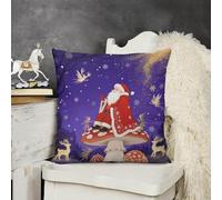 FodPand Decorative Santa Claus Print Throw Pillow Covers 12x12 Soft Plush Cozy Cushion Cases with Invisible Zipper Body Pillowcase Square Accent Pillow Shams for Couch Sofa Bedroom Living Room