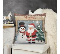 FodPand Decorative Santa Claus Snowman Throw Pillow Covers 26x26 Soft Plush Cozy Cushion Cases with Invisible Zipper Body Pillowcase Square Accent Pillow Shams for Couch Sofa Bedroom Living Room