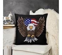 FodPand Decorative USA Flag Patriotic Eagle Throw Pillow Covers 26x26 Soft Plush Cozy Cushion Cases with Invisible Zipper Body Pillowcase Square Accent Pillow Shams for Couch Sofa Bedroom Living Room