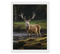 FodPand Deer Nature Diamond Painting Kits for Adults Beginners 5D Round Drill Diamond Art Kits with DIY Tools Gem Art Crafts for Home Wall Decor Living Room Bedroom Office Decoration 12x16