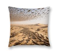 FodPand Desert Locust Swarm Throw Pillow Covers 20 "x20 Decorative Plush Pillowcase with Hidden Zipper Double-Sided Boho Farmhouse Cushion Case for Sofa Bed Chair, Holiday Decor, Home Gift