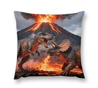 FodPand Dinosaur Volcano Eruption Throw Pillow Covers 16 "x16 Decorative Plush Pillowcase with Hidden Zipper Double-Sided Boho Farmhouse Cushion Case for Sofa Bed Chair, Holiday Decor, Home Gift