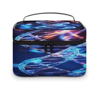 FodPand DNA Genetic Helix Makeup Bag,Portable Large Capacity Travel Cosmetic Bag Adjustable Lightweight Hand-held Makeup Box for Women Daily Use