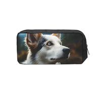 FodPand Dog Looking Faraway Pencil Case Large Capacity Pencil Pouch With Zippers Portable Waterproof Pencil Bag Makeup Pouch Cosmetic Bag For Women Men