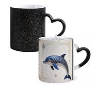 FodPand Dolphin Gothic Art Color Changing Mugs Heat Sensitive Ceramic Coffee Mugs Funny Temperature Changing Mug Novelty Magic Cup Gift for Coffee Lover 11 Oz