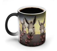 FodPand Donkey And Flower Magic Color Changing Mug 11 Oz Black Ceramic Heat Sensitive Coffee Cup Temperature Activated Mug for Hot Cocoa Tea Drinks Funny Novelty Gift for Coffee Lovers Men Women