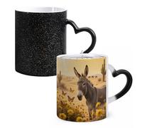 FodPand Donkey & Desert Color Changing Mugs Heat Sensitive Ceramic Coffee Mugs Funny Temperature Changing Mug Novelty Magic Cup Gift for Coffee Lover 11 Oz