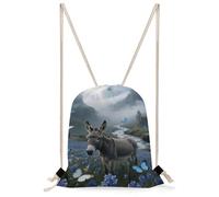 FodPand Donkey & Mystic Valley Drawstring Backpack Sports Gym Bag Drawstring Bags Foldable Backpacks for Women Men