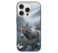 FodPand Donkey & Mystic Valley Phone Case for iPhone 16 Tempered Glass Hard Phone Protective Cover Anti-Scratch Shockproof Minimalist Aesthetic Case for Women & Men Black