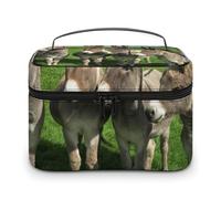 FodPand Donkey on Green Meadow Makeup Bag,Portable Large Capacity Travel Cosmetic Bag Adjustable Lightweight Hand-held Makeup Box for Women Daily Use
