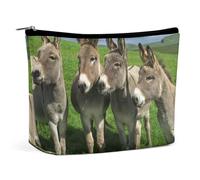 FodPand Donkey on Green Meadow Toiletry Bag Large Capacity Makeup Bag Travel Makeup Pouch Mini Cosmetic Bags Zipper Make Up Storage Pouch Make Up Organizer Tool Pouchs