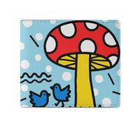 FodPand Doodle Mushrooms Bifold Wallet for Men Women, 4.3"x3.7" Compact Leather Wallet with ID Window & Coin Pocket, Slim Minimalist Card Holder for Daily Carry & Travel