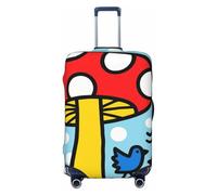 FodPand Doodle Mushrooms Travel Luggage Cover Elastic Suitcase Cover Protector Anti-Scratch Luggage Protector Universal Washable Travel Sleeve Baggage Case Fits 18-32 Inch Suitcase, Black, XL