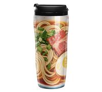 FodPand Doodle Style Noodles Insulated Travel Tumbler Reusable Leakproof Coffee Cup with Lid Double Wall Spill Proof Plastic Coffee Mug for Iced/Hot Drink Mug BPA-Free 12 Oz for Women Men Gift