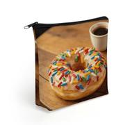 FodPand Doughnut Makeup Bag with Sturdy Zipper，Linen Material Storage Bag,Large Capacity And Multi-Purpose Cosmetic Bag for Daily Life, Travel, Outings, Business Trips And Other Occasions