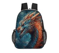 FodPand Dragon Art 17 Inch Clear Backpack Large Heavy Duty, Clear Bag for Stadium Events, See Through Backpack Transparent PVC Or Work, Sporting Events And Gym