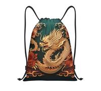 FodPand Dragon chinese background Drawstring Backpack Sports Gym Sackpack Waterproof Swim Bag Men Women Draw String Bag, Black, S