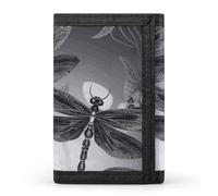 FODPAND Dragonflies Grey Wallet for Men Women Stylish Slim Trifold Billfold with ID Window And Credit Card Holder