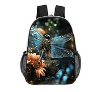FodPand Dragonfly Flying on The Pond 17 Inch Clear Backpack Large Heavy Duty, Clear Bag for Stadium Events, See Through Backpack Transparent PVC Or Work, Sporting Events And Gym