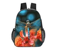 FodPand Dragonfly On The Flower 17 Inch Clear Backpack Large Heavy Duty, Clear Bag for Stadium Events, See Through Backpack Transparent PVC Or Work, Sporting Events And Gym