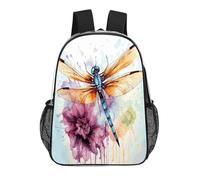 FodPand Dragonfly Watercolor Painting 17 Inch Clear Backpack Large Heavy Duty, Clear Bag for Stadium Events, See Through Backpack Transparent PVC Or Work, Sporting Events And Gym