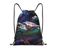 FodPand Drawstring Backpack Bag A colorful tropical sea turtle Sports Gym Sackpack for Men & Women, Waterproof Cinch Bags for Travel