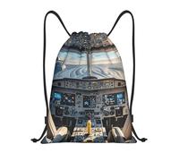 FodPand Drawstring Backpack Bag Airplane Cockpit Sports Gym Sackpack for Men & Women, Waterproof Cinch Bags for Travel