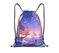 FodPand Drawstring Backpack Bag America Independence Day Sports Gym Sackpack for Men & Women, Waterproof Cinch Bags for Travel