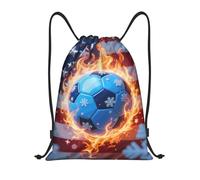 FodPand Drawstring Backpack Bag American Flag Soccer Sports Gym Sackpack for Men & Women, Waterproof Cinch Bags for Travel, Black, S, Travel Backpacks