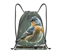 FodPand Drawstring Backpack Bag Bird on Rainy Day Sports Gym Sackpack for Men & Women, Waterproof Cinch Bags for Travel