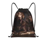 FodPand Drawstring Backpack Bag Brown Labrador Retriever Sports Gym Sackpack for Men & Women, Waterproof Cinch Bags for Travel, Black, M, Travel Backpacks