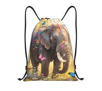 FodPand Drawstring Backpack Bag Butterfly Elephant Sports Gym Sackpack for Men & Women, Waterproof Cinch Bags for Travel, Black, S, Travel Backpacks