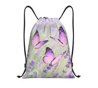 FodPand Drawstring Backpack Bag Butterfly Sports Gym Sackpack for Men & Women, Waterproof Cinch Bags for Travel, Black, S, Travel Backpacks