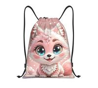 FodPand Drawstring Backpack Bag Candy Fox Sports Gym Sackpack for Men & Women, Waterproof Cinch Bags for Travel, Black, M, Travel Backpacks